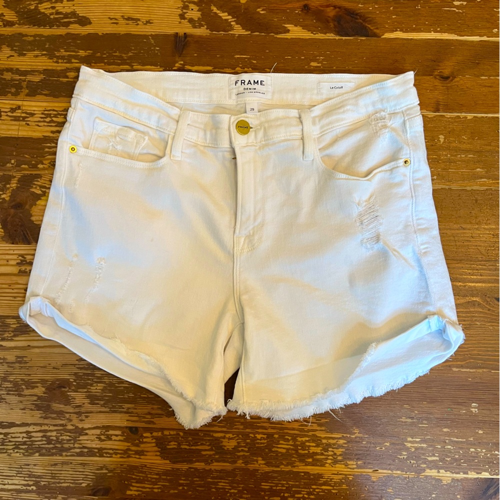 Frame Denim Le Cutoff White Jean Shorts